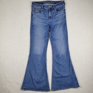 American Eagle Womens Size 6 Festival Flare Jeans Blue Stretch Boho Flared Denim